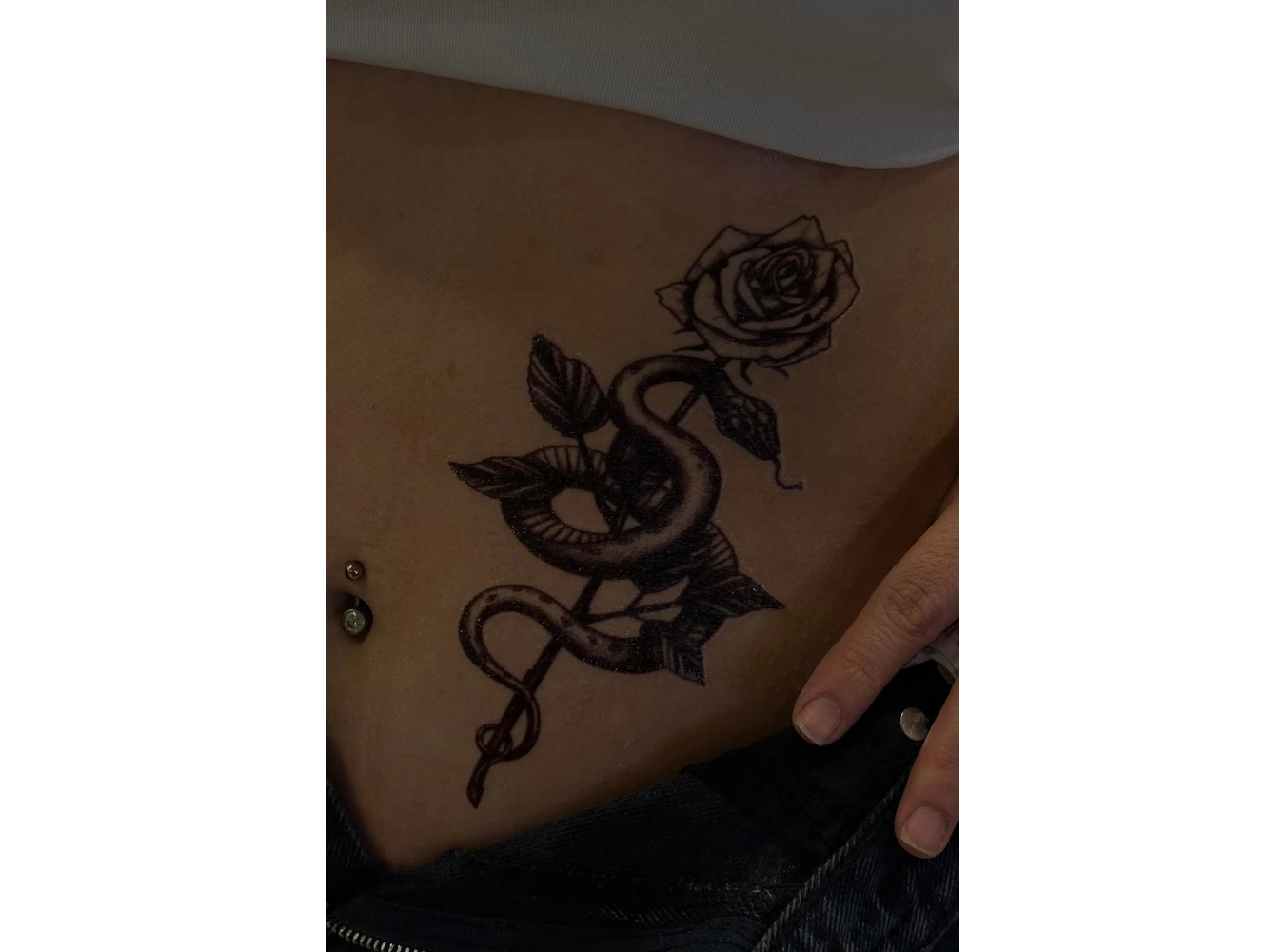 Geçici Gül Ve Yılan Figürlü Dövme Tattoo