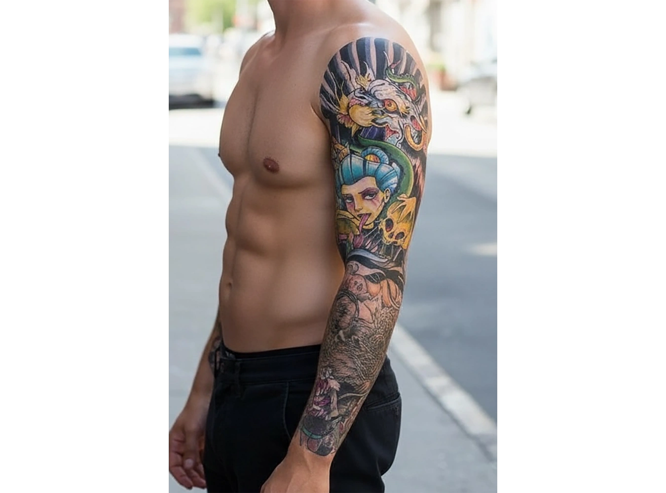 Geçici Kadın Modelli Kol Dövme Tattoo