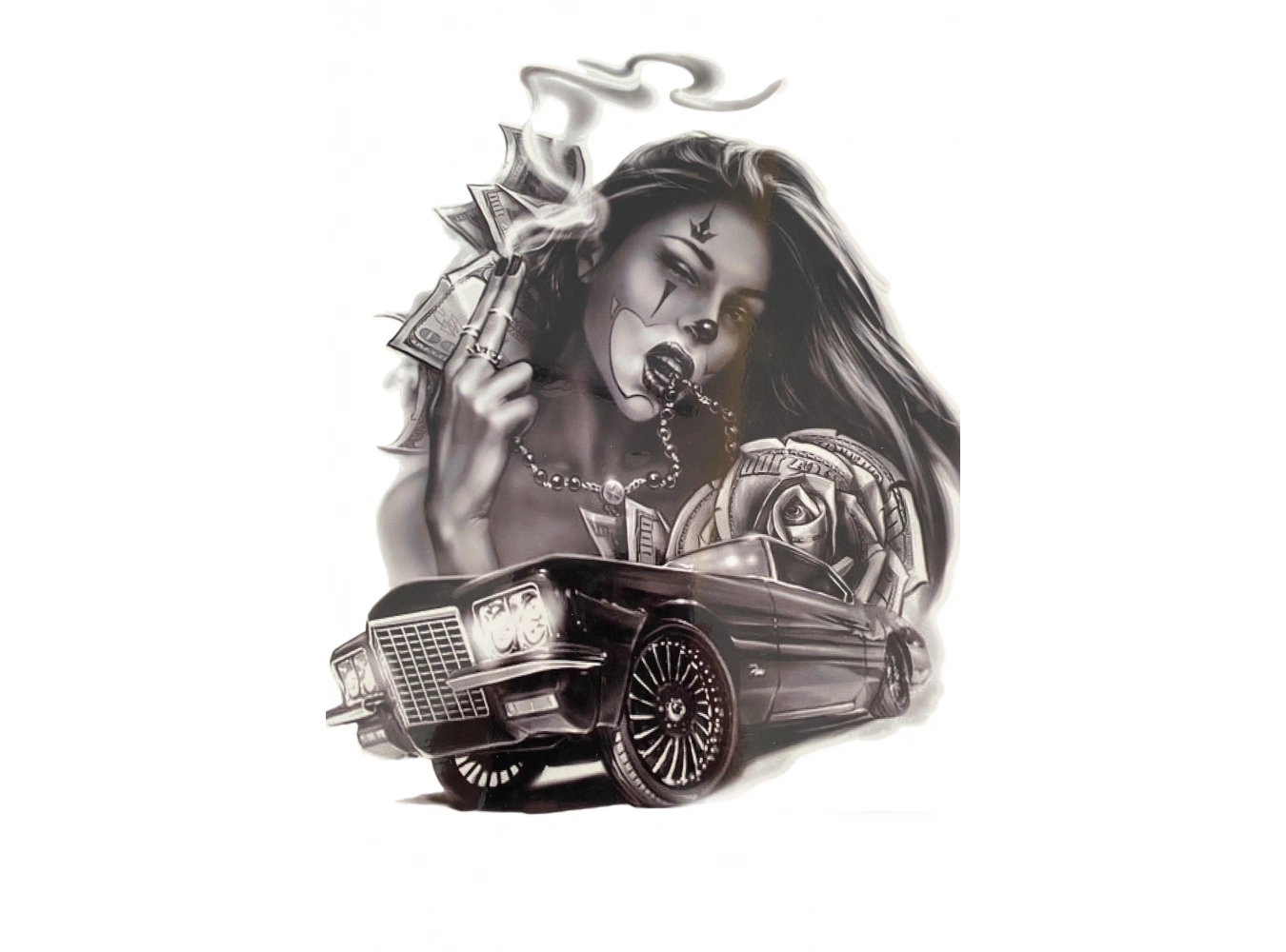Geçici Kadın Ve Araba Figürlü Dövme Tattoo