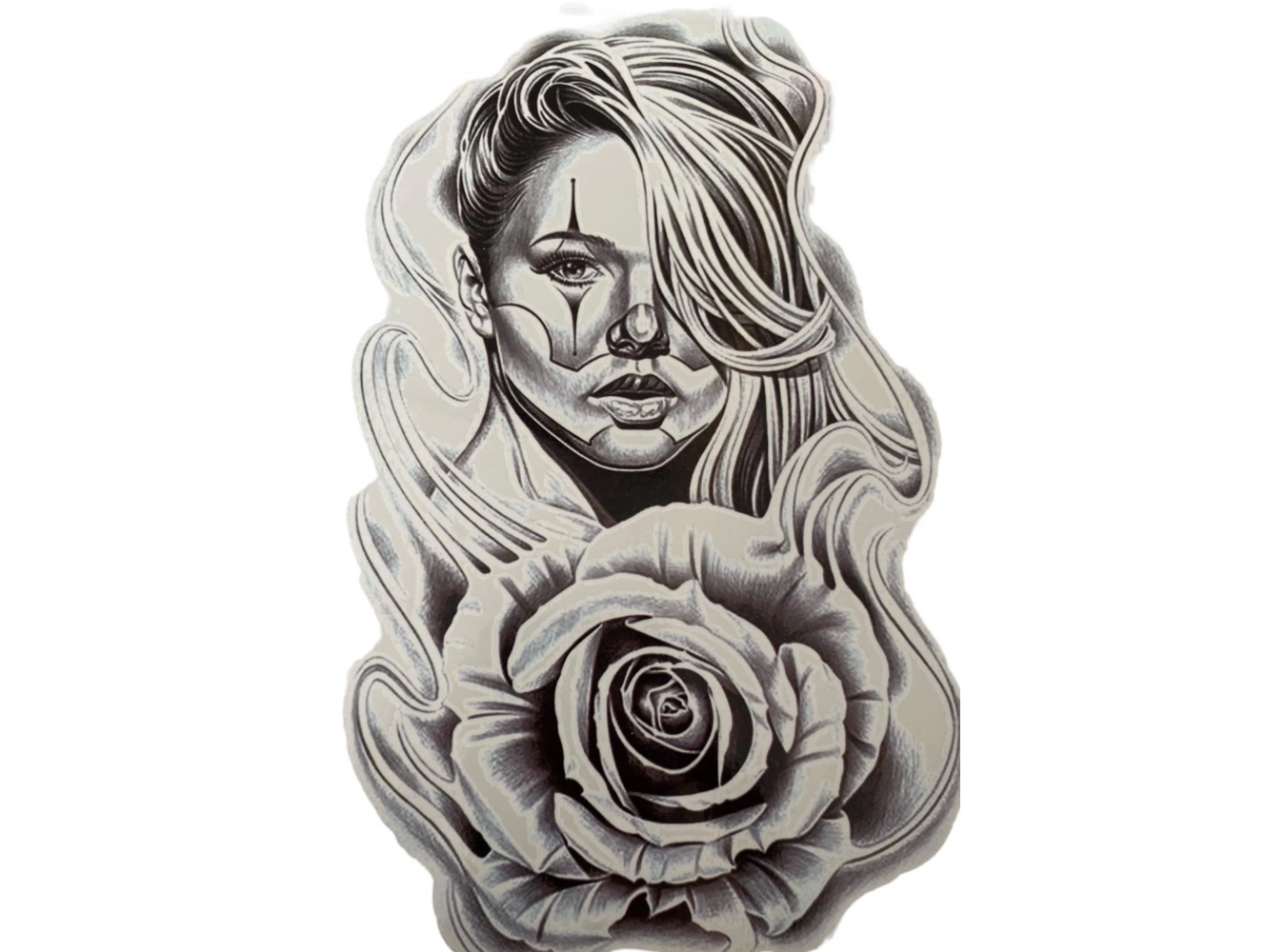 Geçici Kadın Ve Gül Figürlü Dövme Tattoo