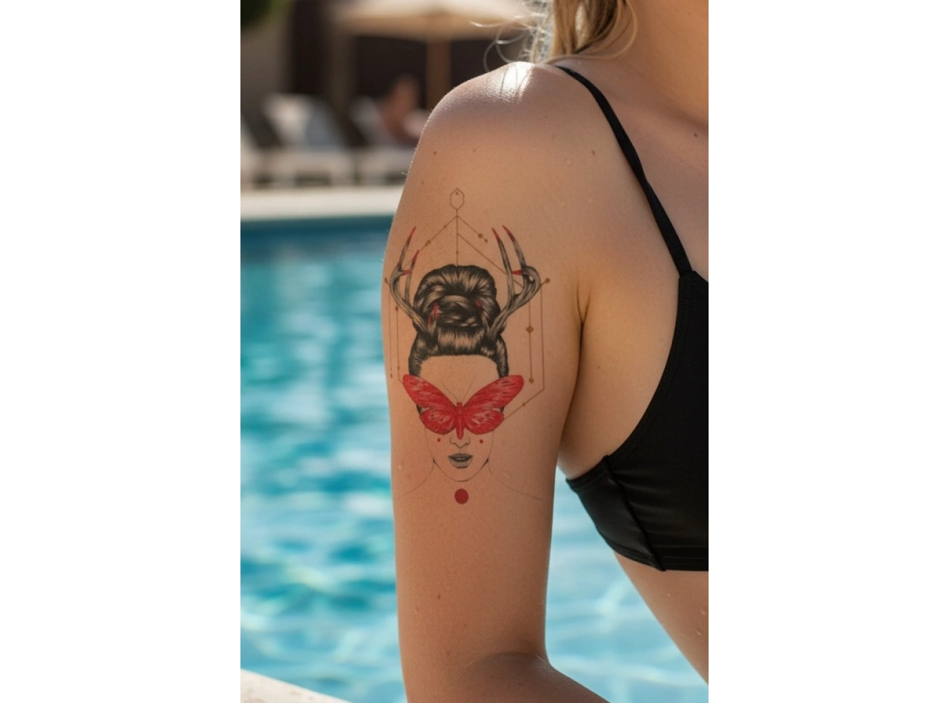 Geçici Kadın ve Kelebek Modelli Dövme Tattoo