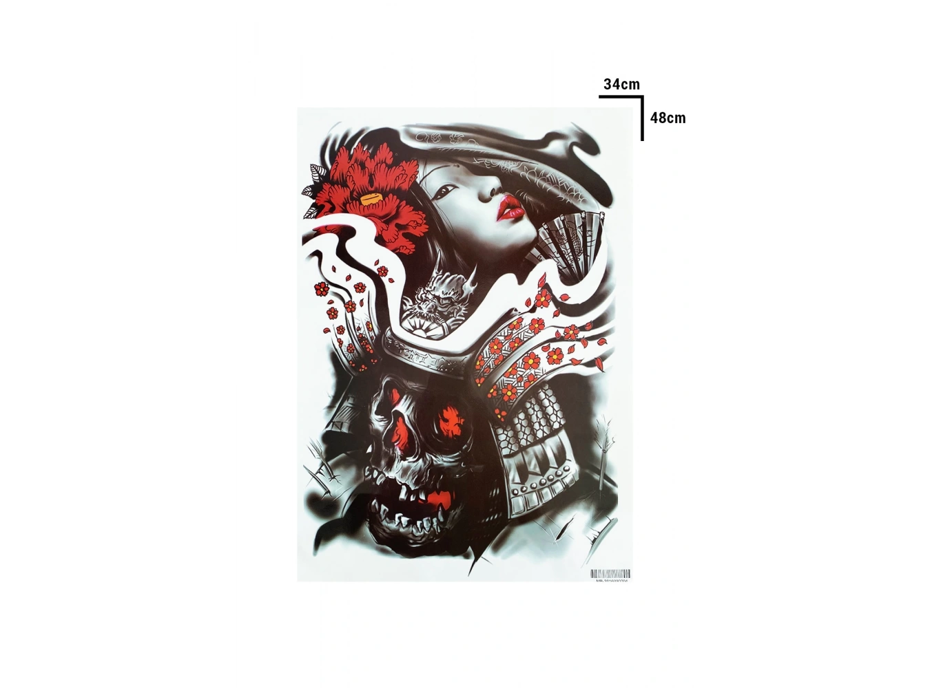 Geçici Kadın ve Kurukafa Modelli Sırt Dövme Tattoo