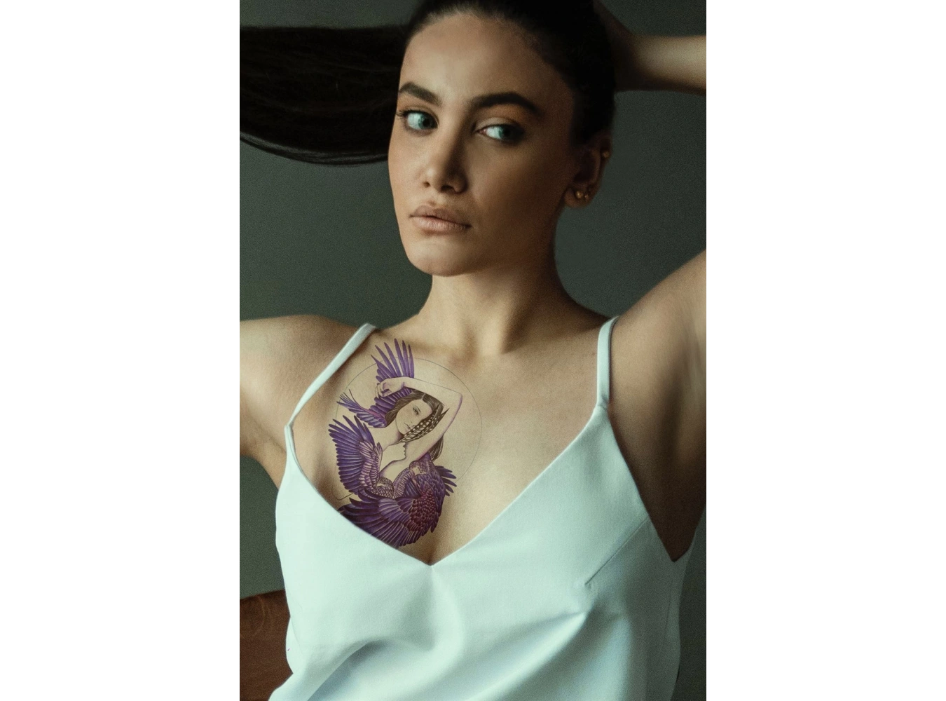 Geçici Kadın ve Kuş Modelli Dövme Tattoo
