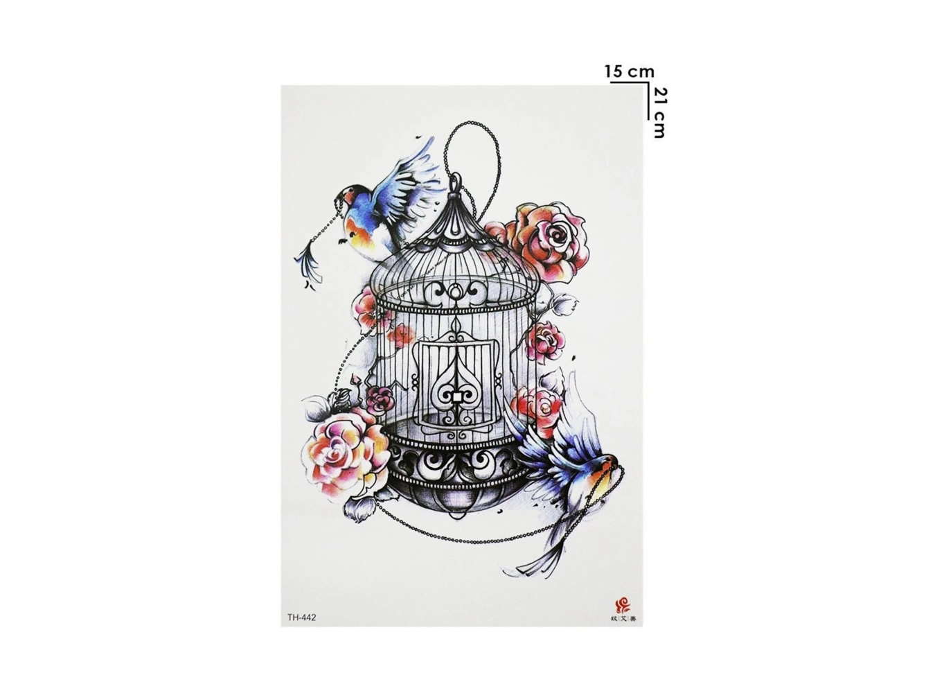 Geçici Kafes Kuş ve Gül Dövme Tattoo