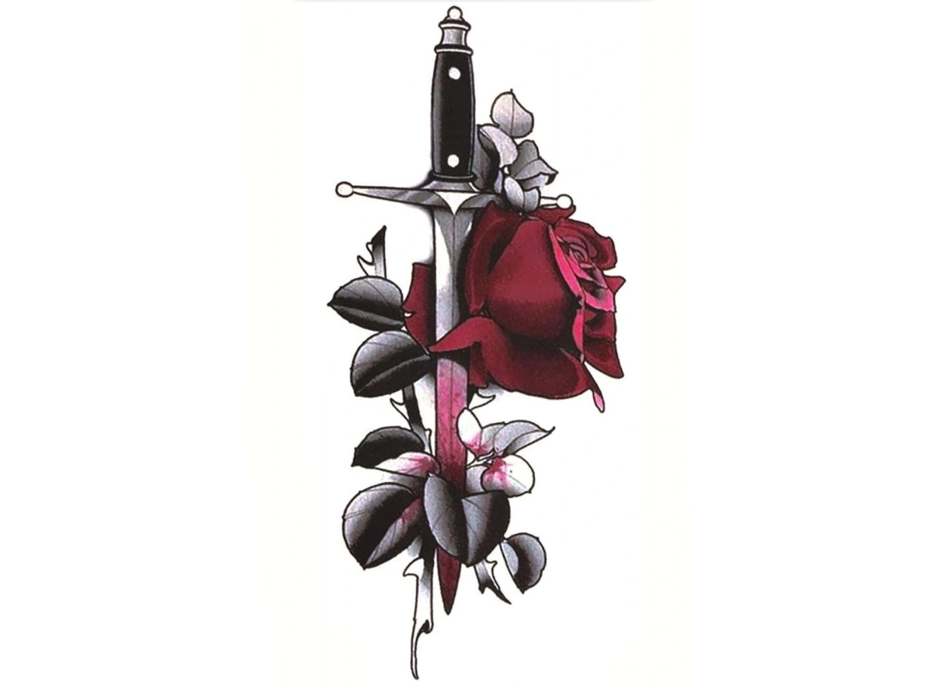 Geçici Kama Ve Gül Figürlü Dövme Tattoo