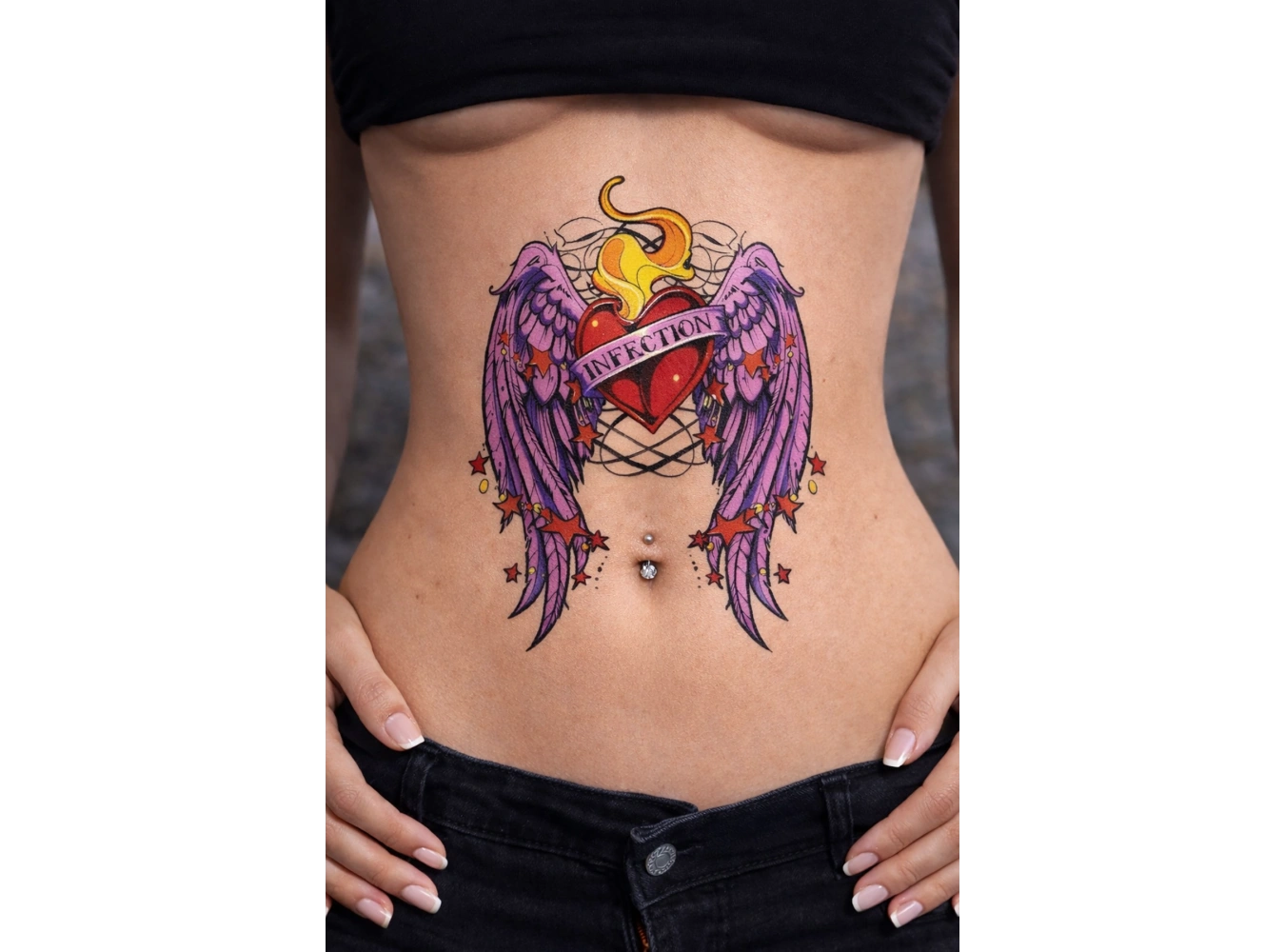 Geçici Kanatlı Kalp Dövme Tattoo