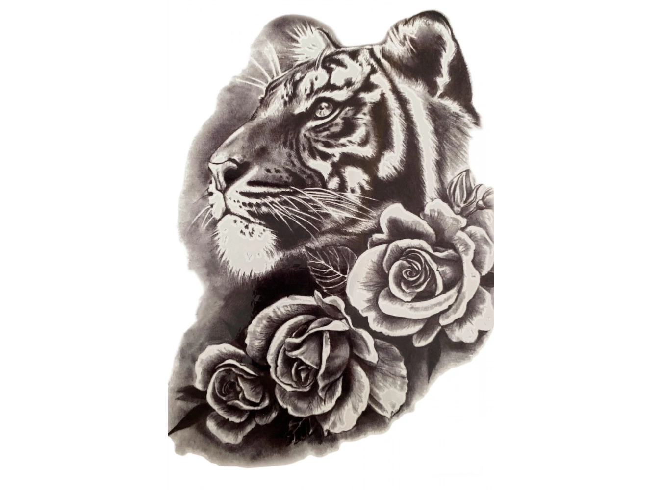 Geçici Kaplan Ve Çiçek Figürlü Dövme Tattoo