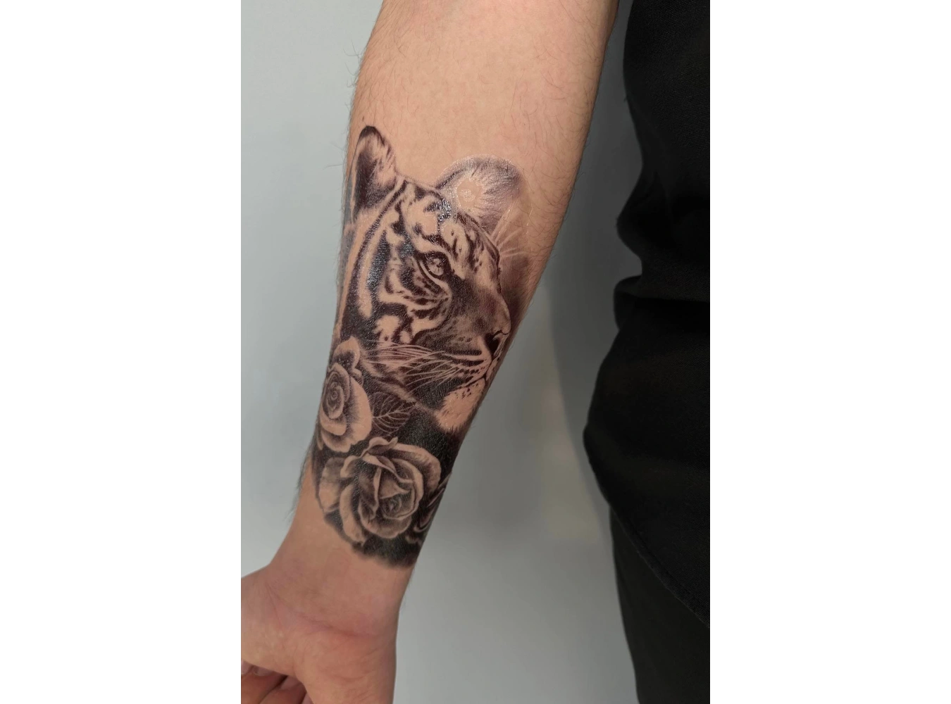 Geçici Kaplan Ve Çiçek Figürlü Dövme Tattoo