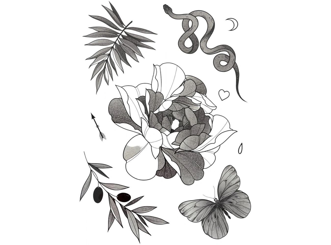 Geçici Karışık Figürlü Dövme Tattoo