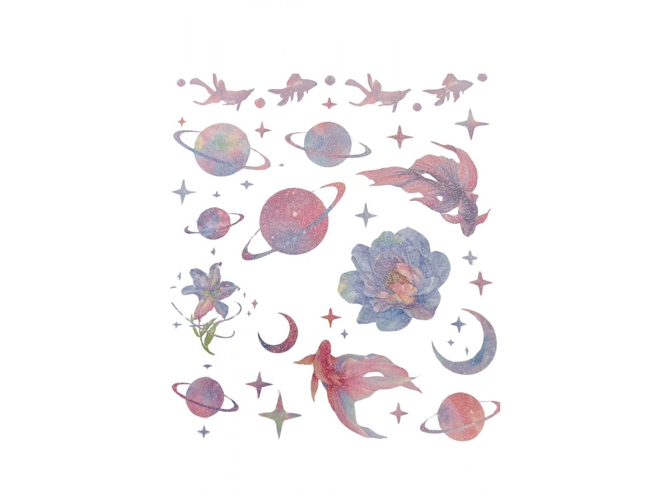 Geçici Karışık Figürlü Simli Dövme Tattoo