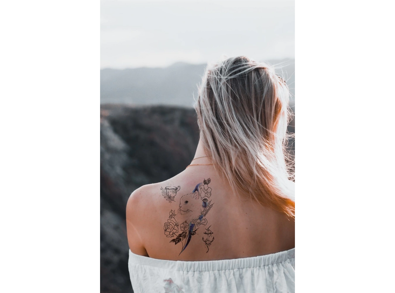 Geçici Kedi, Fincan ve Çapa Dövme Tattoo