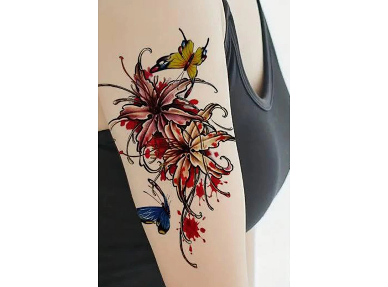 Geçici Kelebek Ve Çiçek Figürlü Dövme Tattoo