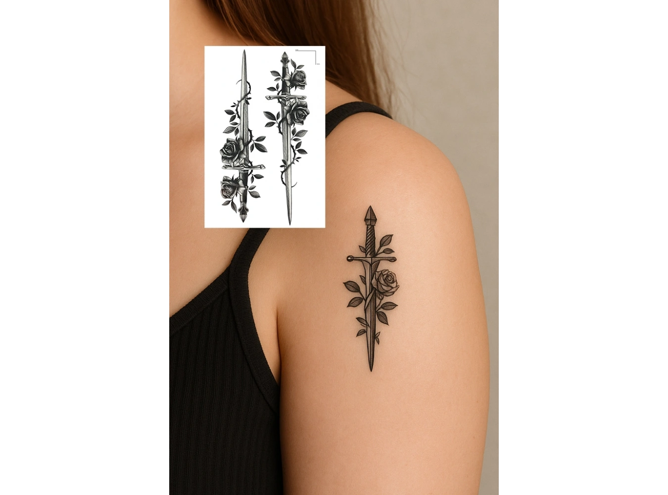 Geçici Kılıç Figürlü Mini Dövme Tattoo
