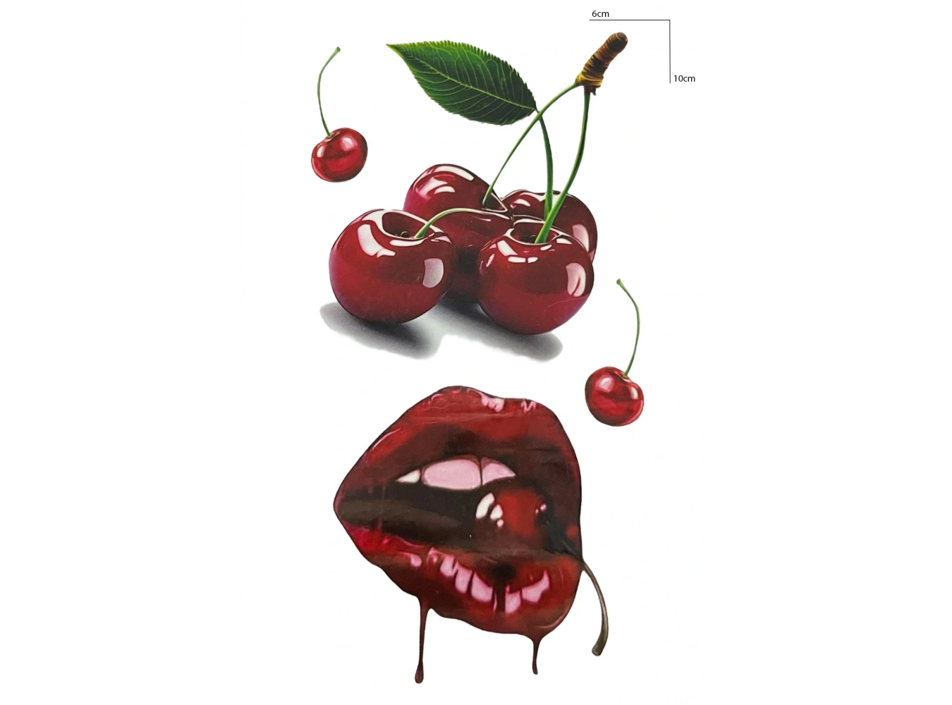 Geçici Kiraz Ve Dudak Figürlü Mini Dövme Tattoo