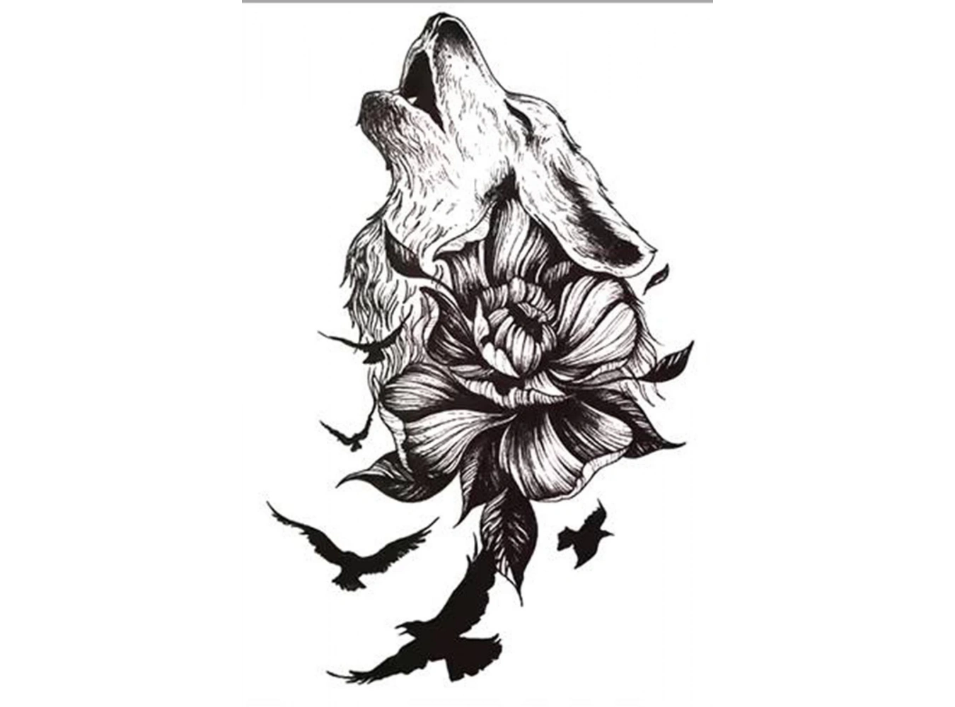 Geçici Kurt Figürlü Dövme Tattoo