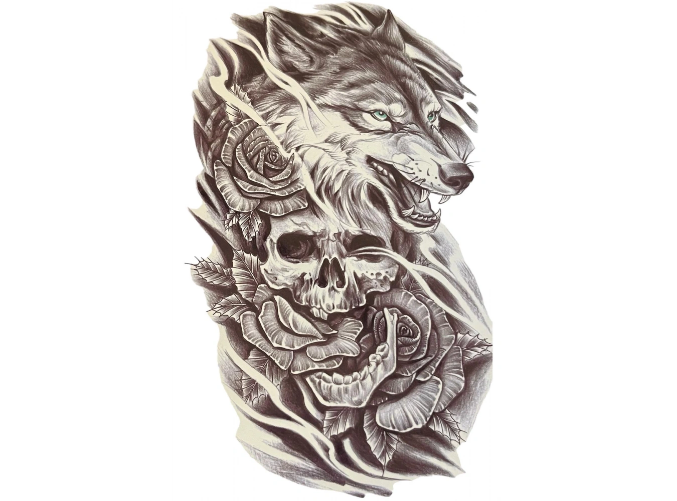 Geçici Kurt Figürlü Dövme Tattoo