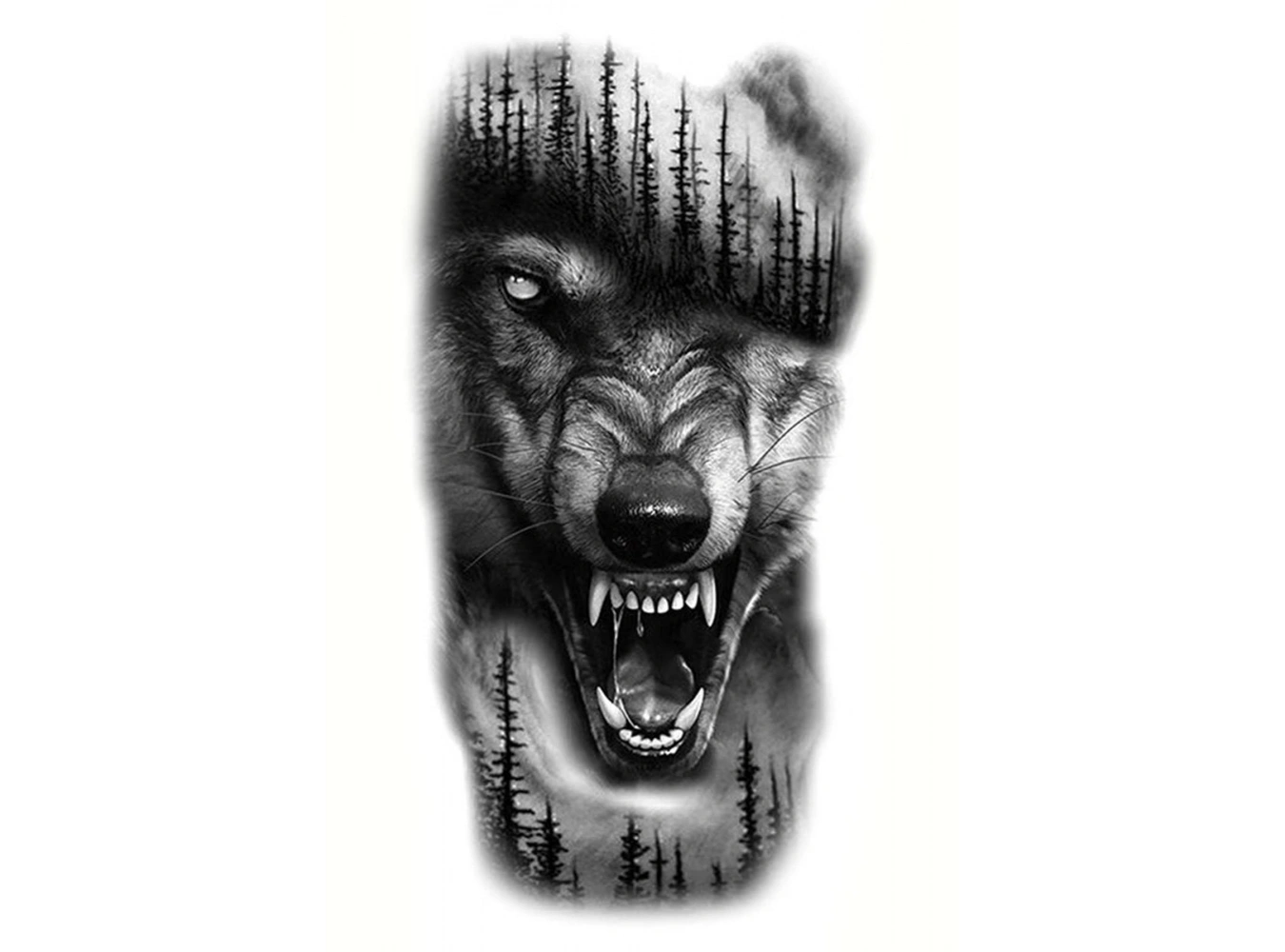 Geçici Kurt Figürlü Dövme Tattoo