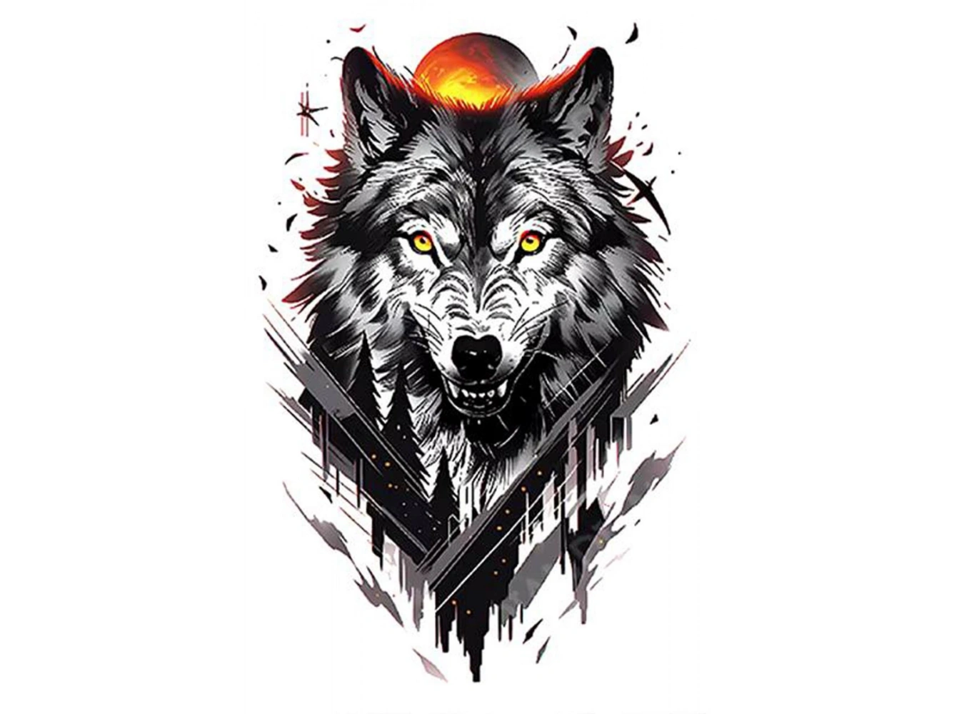 Geçici Kurt Figürlü Dövme Tattoo