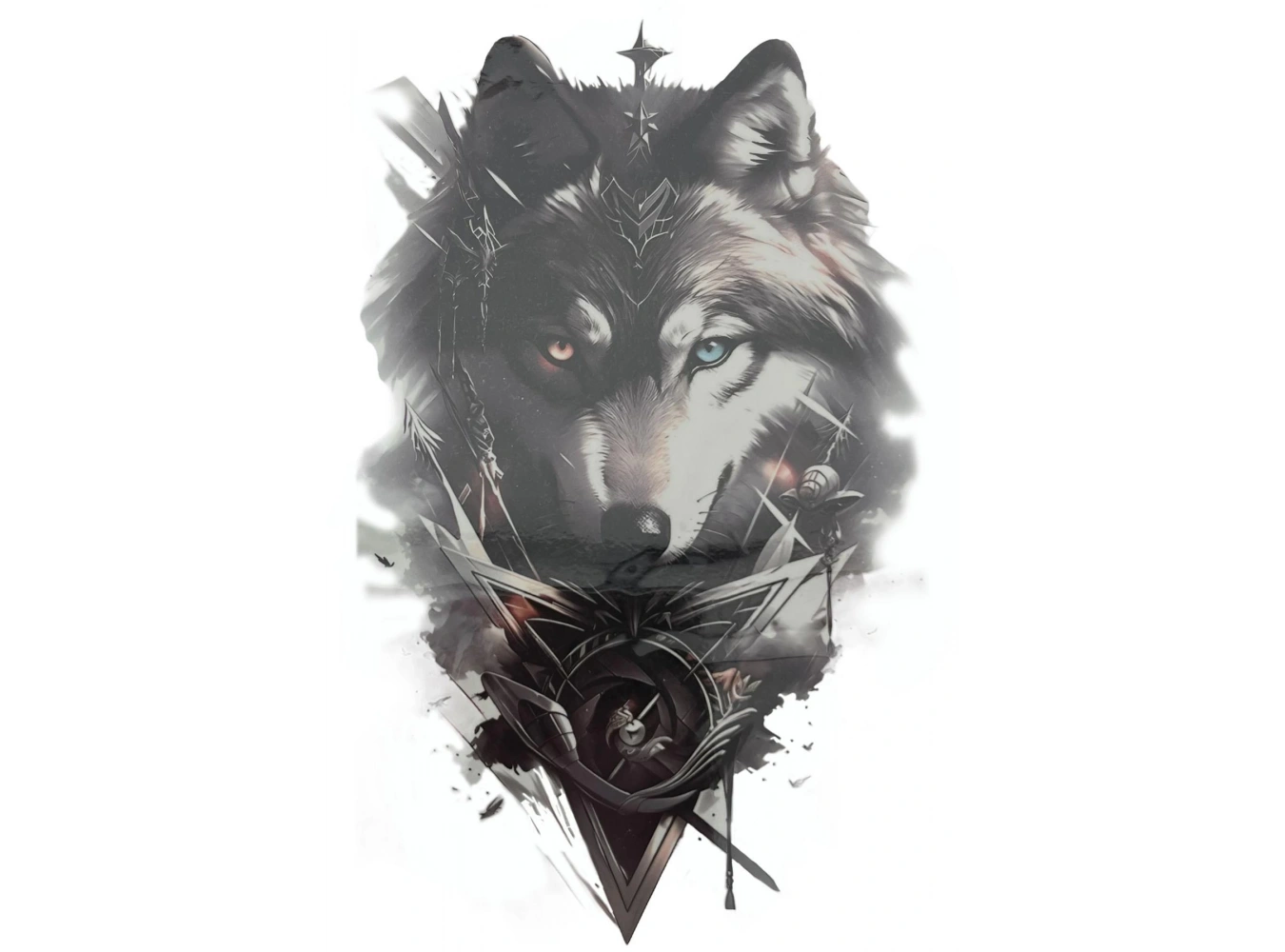 Geçici Kurt Figürlü Dövme Tattoo