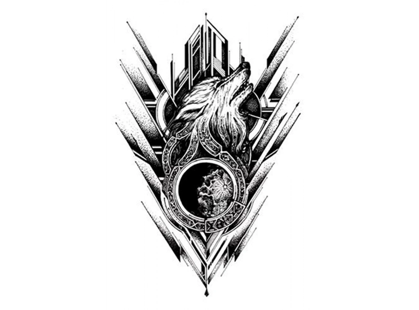 Geçici Kurt Figürlü Dövme Tattoo