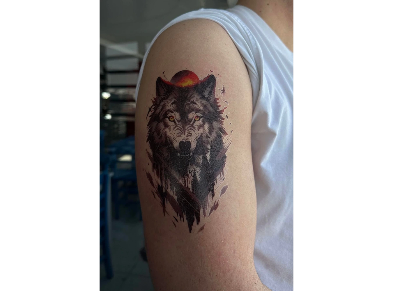 Geçici Kurt Figürlü Dövme Tattoo
