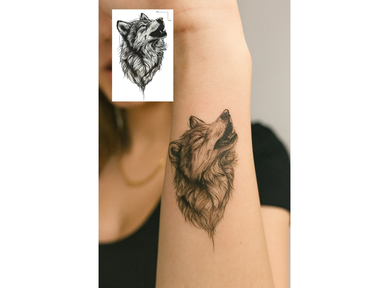 Geçici Kurt Figürlü Mini Dövme Tattoo