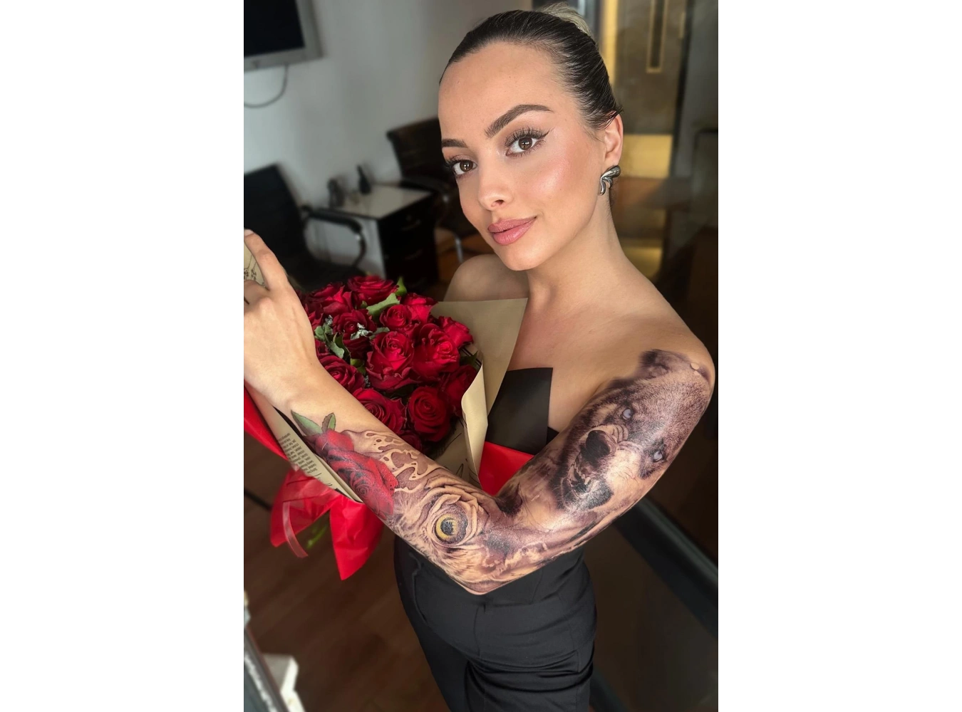 Geçici Kurt Ve Baykuş Figürlü Dövme Tattoo