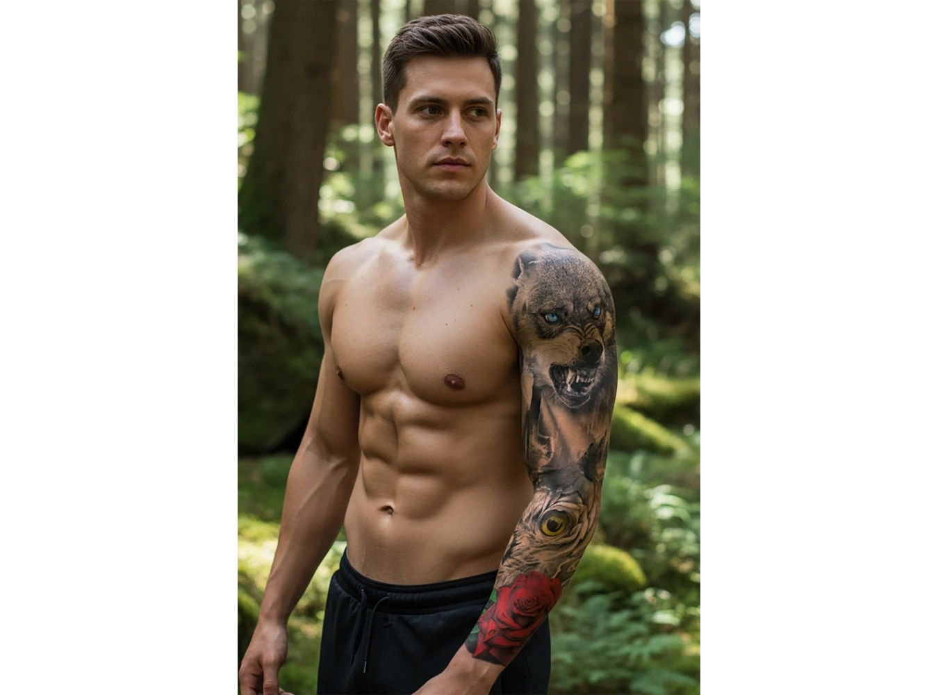 Geçici Kurt Ve Baykuş Figürlü Dövme Tattoo