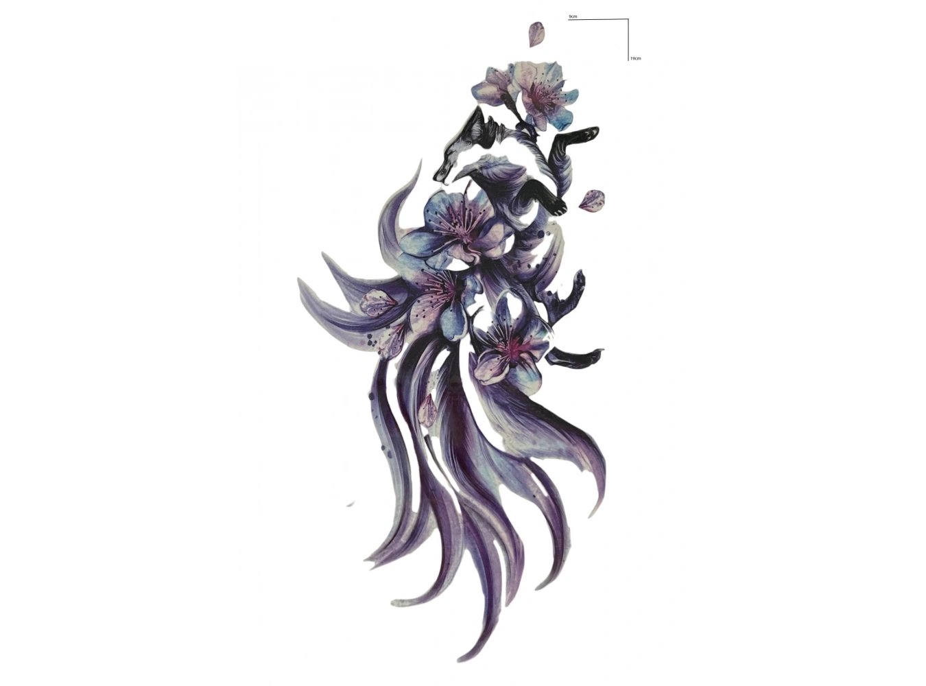 Geçici Kurt Ve Çiçek Figürlü Dövme Tattoo