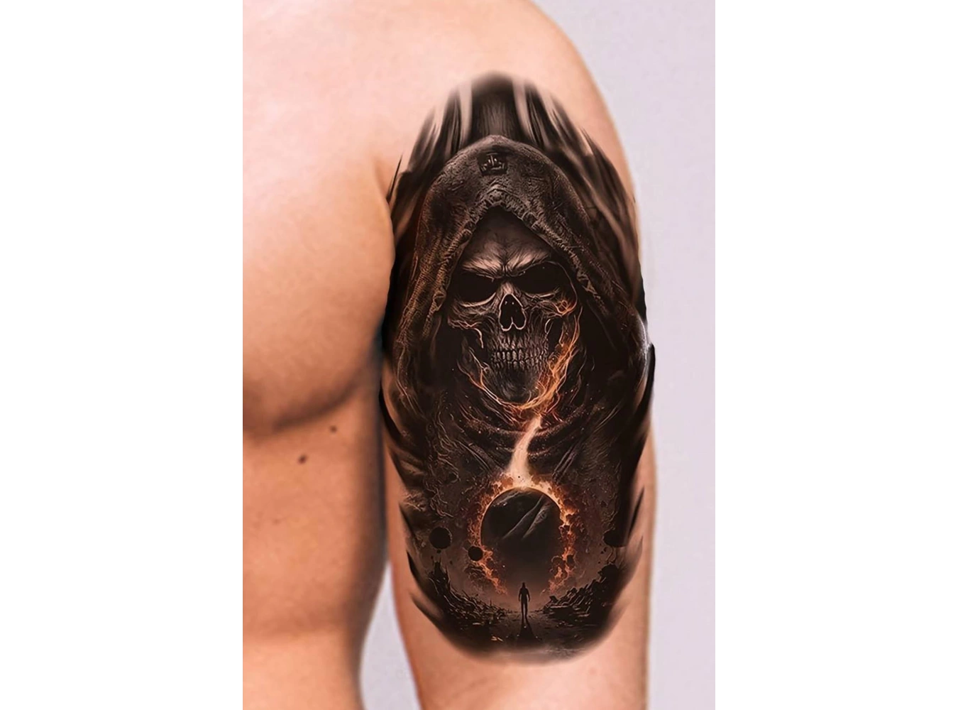 Geçici Kuru Kafa Figürlü Dövme Tattoo