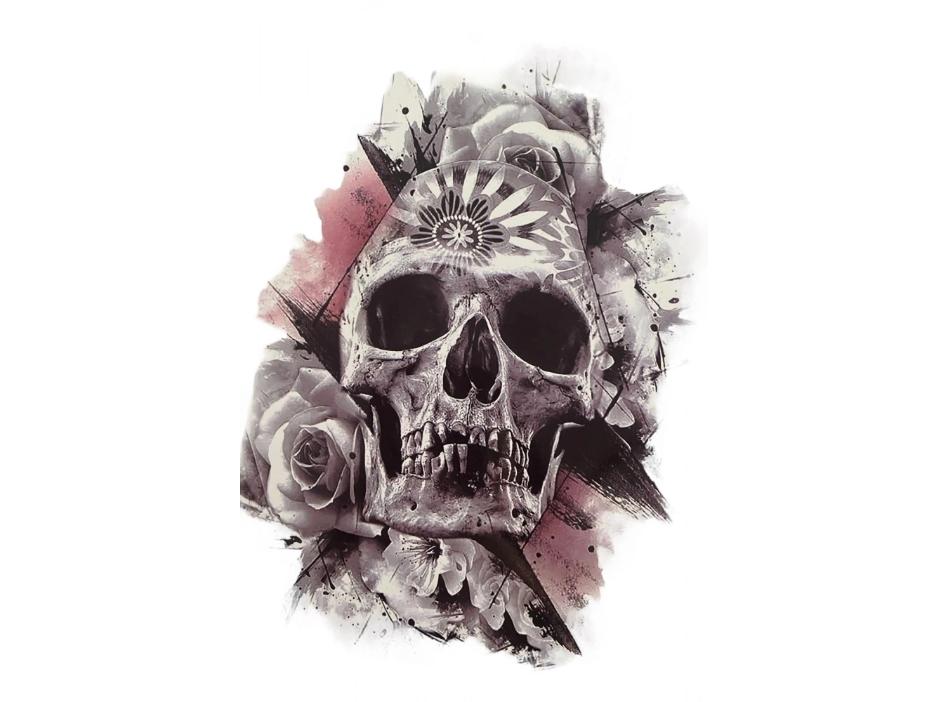 Geçici Kuru Kafa Figürlü Dövme Tattoo