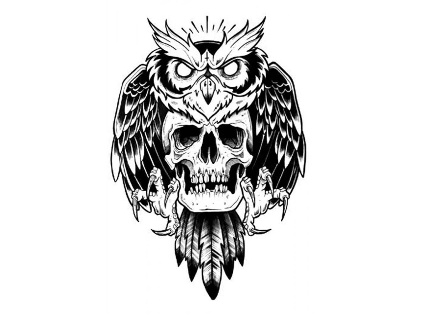 Geçici Kuru Kafa Figürlü Dövme Tattoo