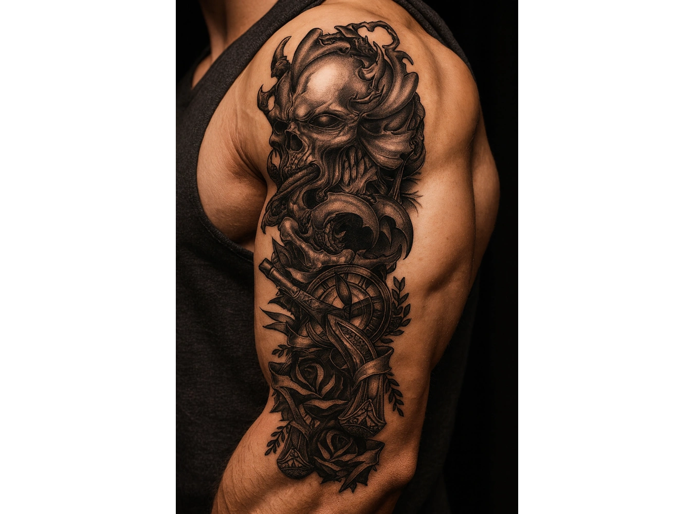 Geçici Kuru Kafa Figürlü Dövme Tattoo