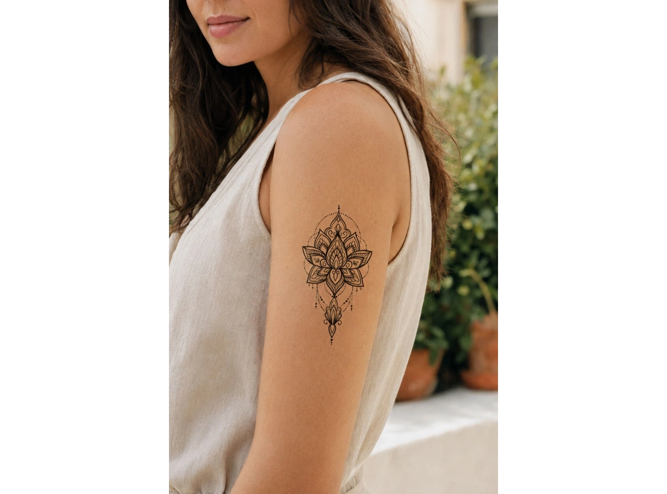 Geçici Lotus Figürlü Mini Dövme Tattoo