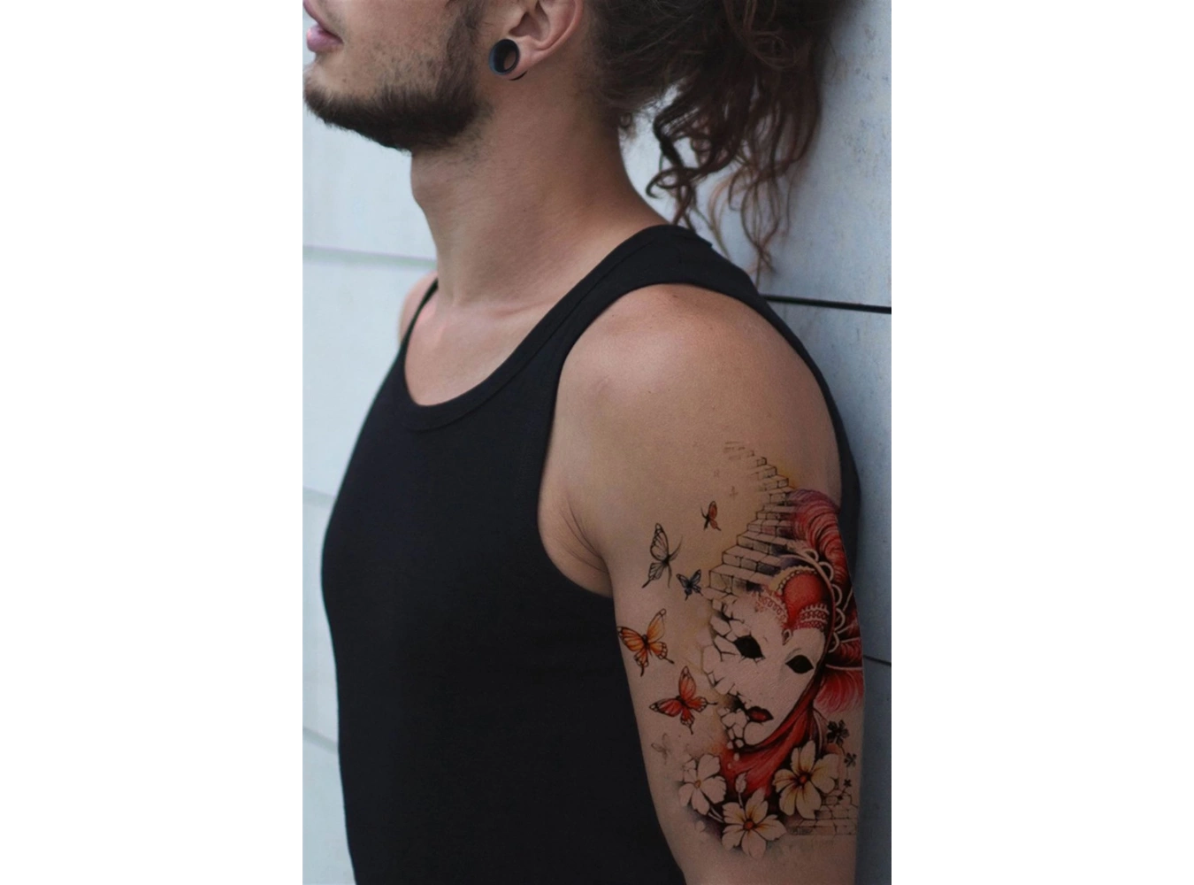 Geçici Maske ve Kelebek Dövme Tattoo