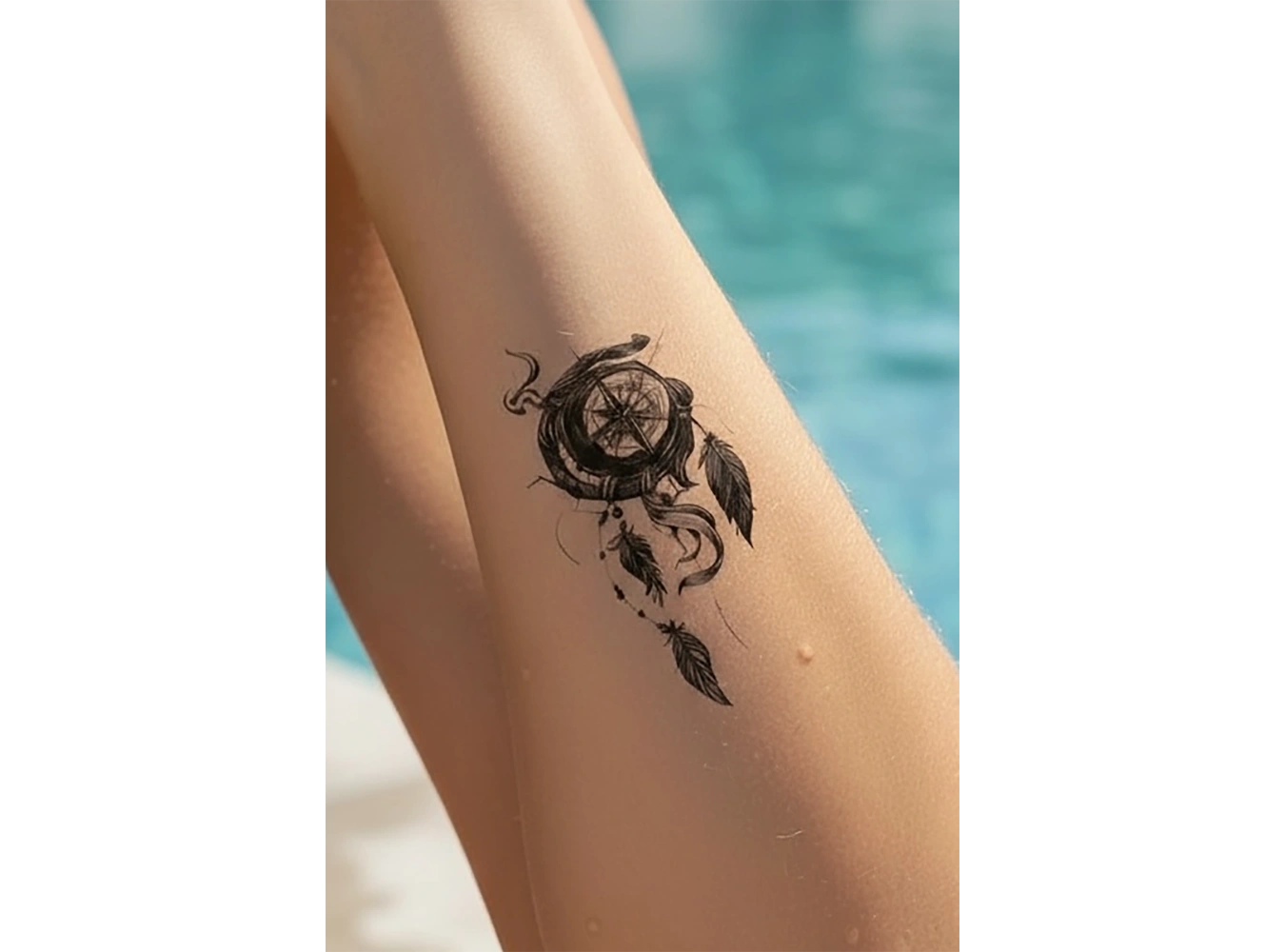 Geçici Pusula Figürlü Dövme Tatto