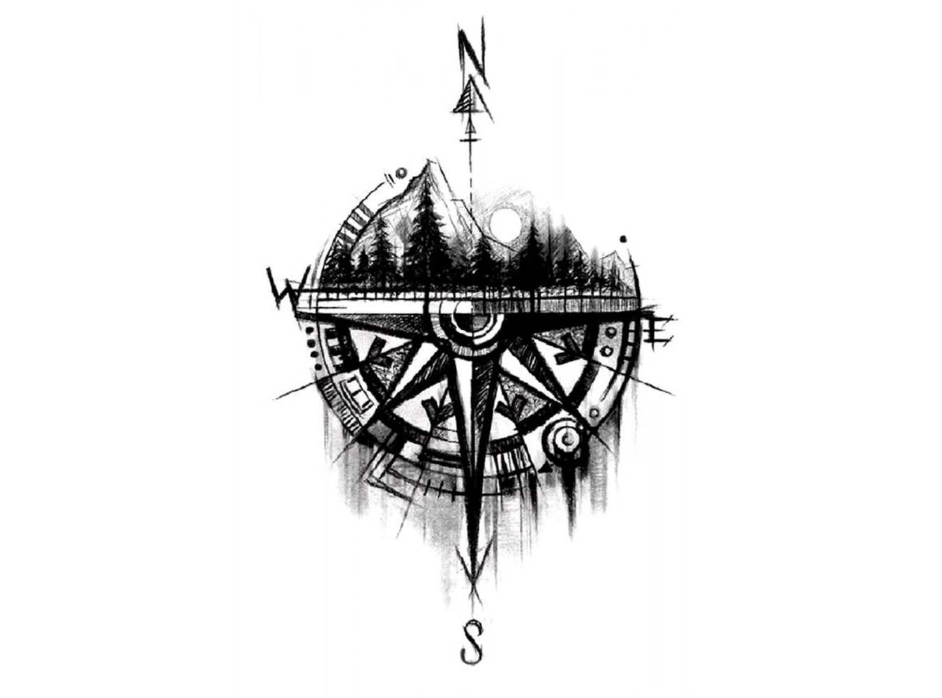 Geçici Pusula Figürlü Dövme Tattoo