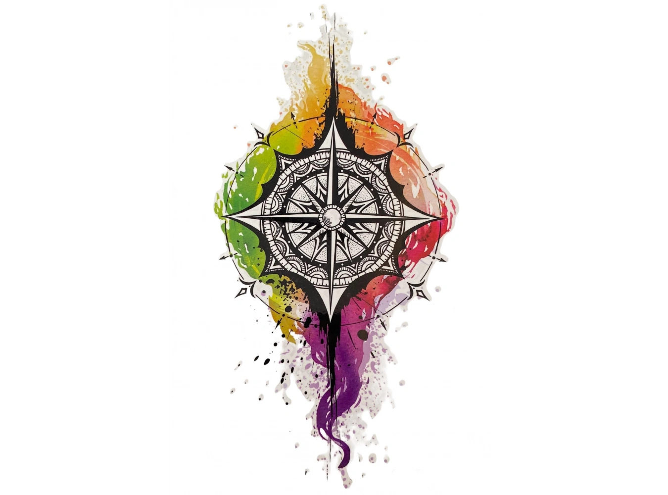 Geçici Pusula Figürlü Dövme Tattoo