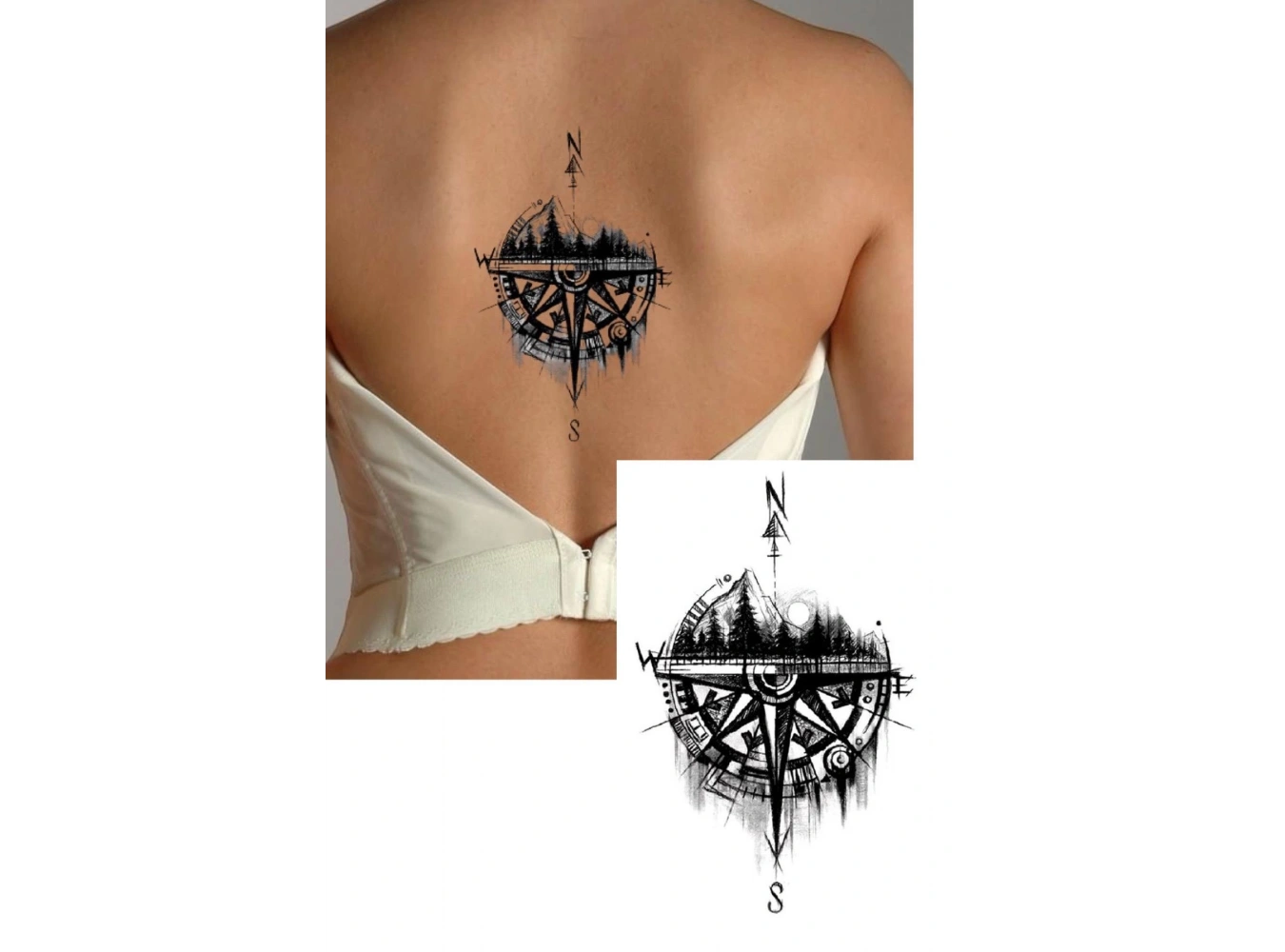 Geçici Pusula Figürlü Dövme Tattoo