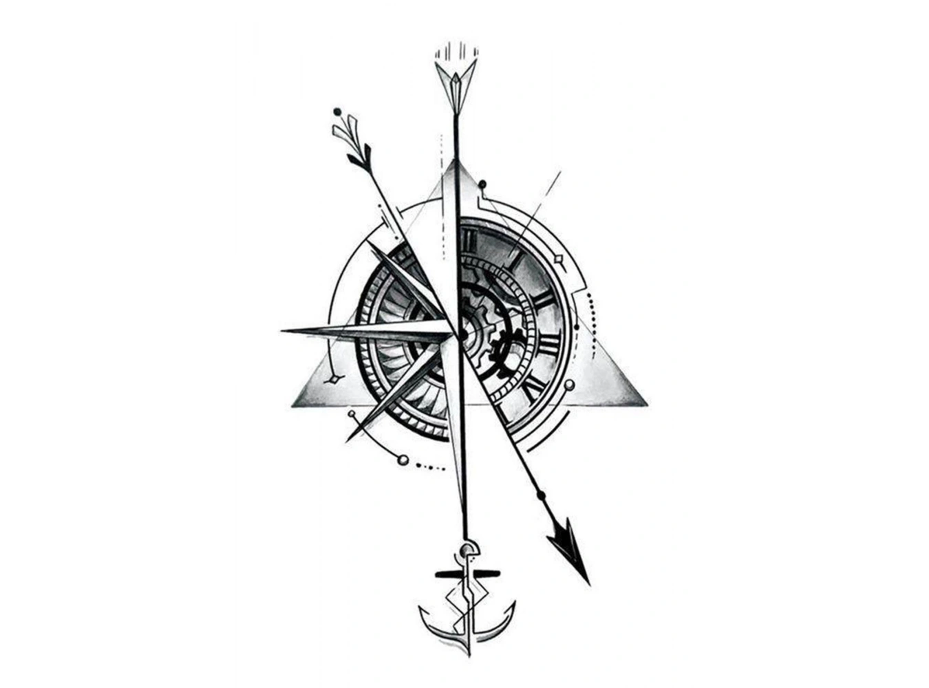 Geçici Pusula Figürlü Mini Dövme Tattoo