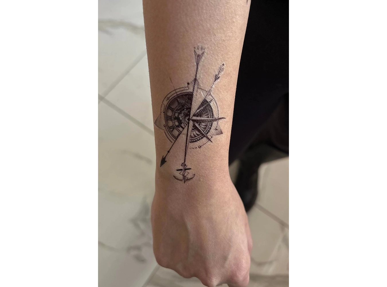 Geçici Pusula Figürlü Mini Dövme Tattoo