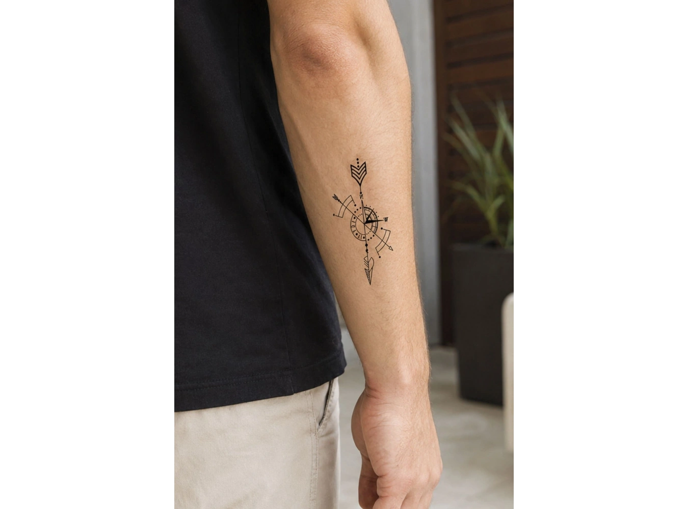 Geçici Pusula Ve Ok Mini Dövme Tattoo