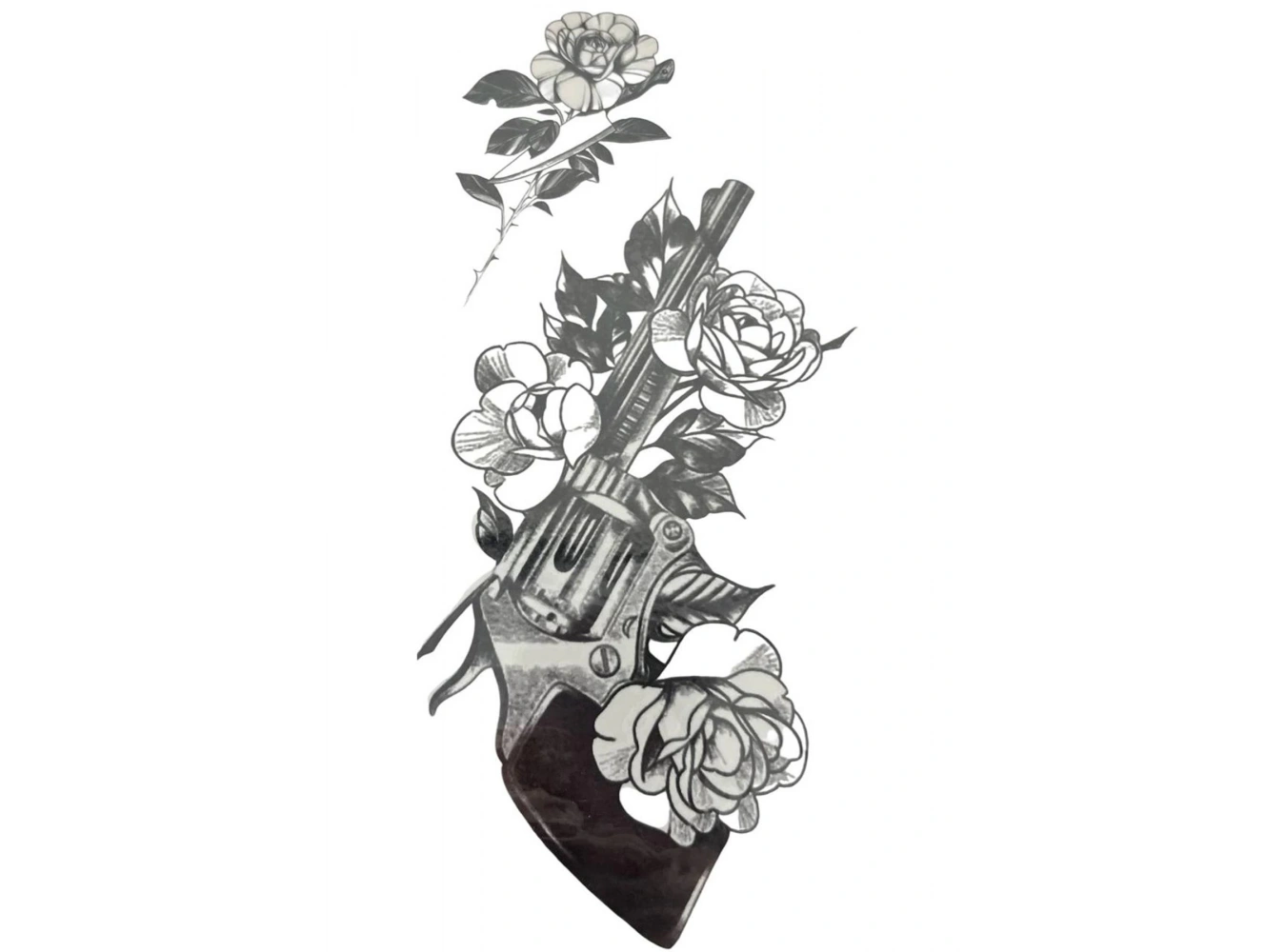 Geçici Silah Ve Çiçek Figürlü Dövme Tattoo