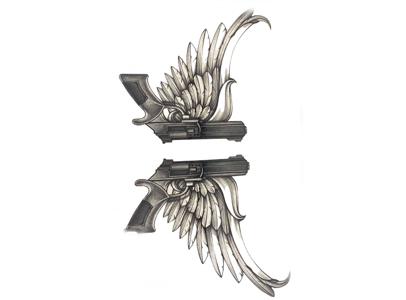 Geçici Silah Ve Kanat Figürlü Dövme Tatto