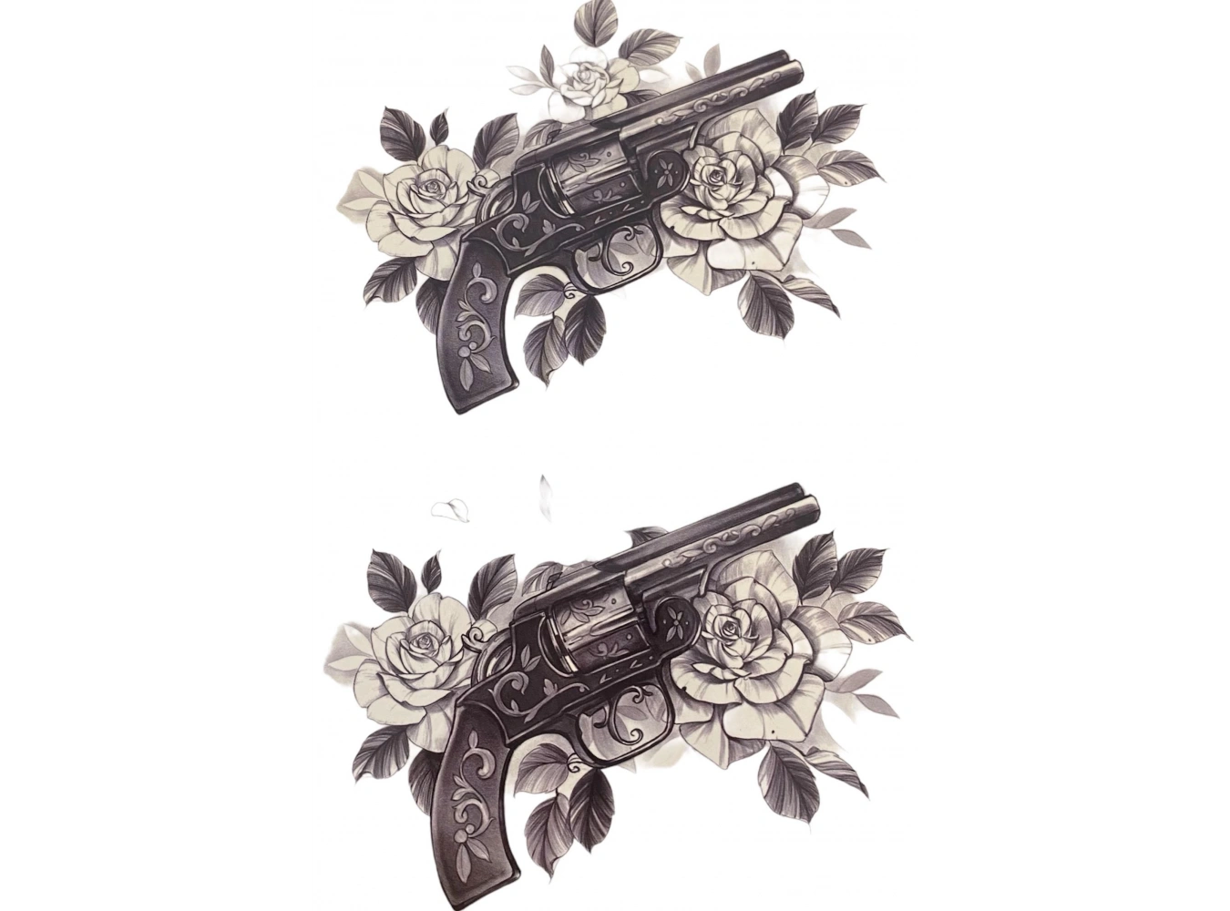 Geçici Siyah Ve Çiçek Figürlü Dövme Tatto