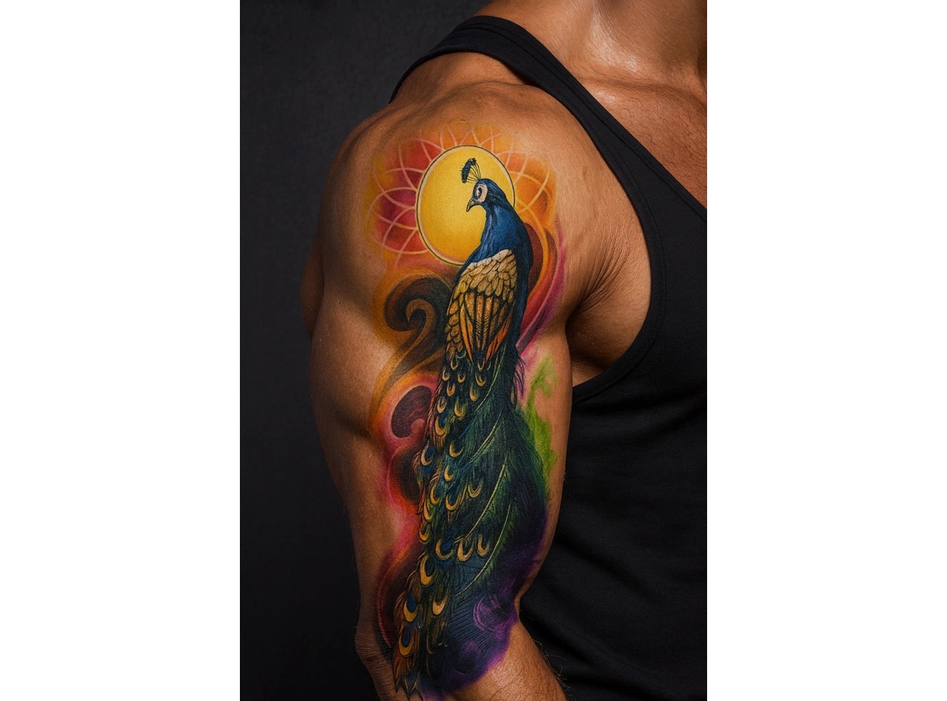 Geçici Tavus Kuşu Kol Dövme Tattoo