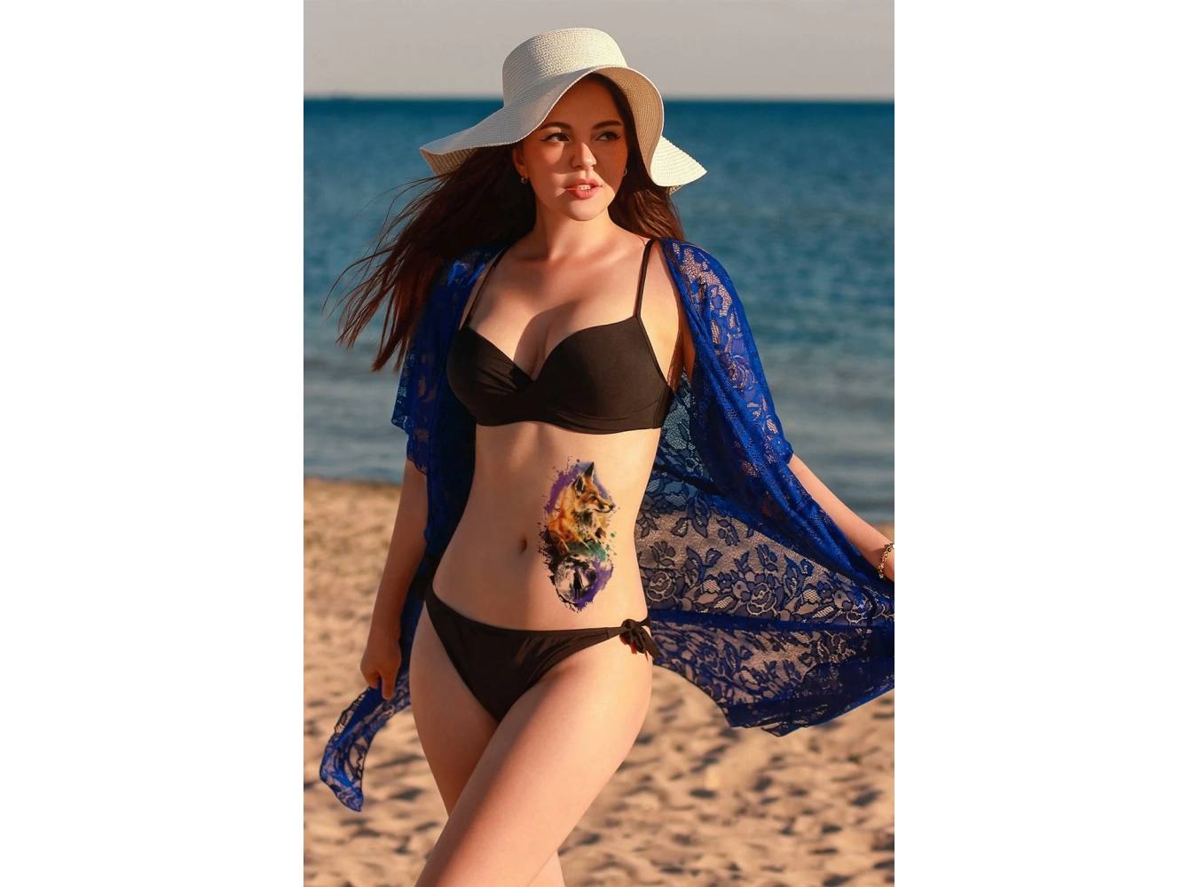 Geçici Tilki, Dolunay ve Kadın Dövme Tattoo