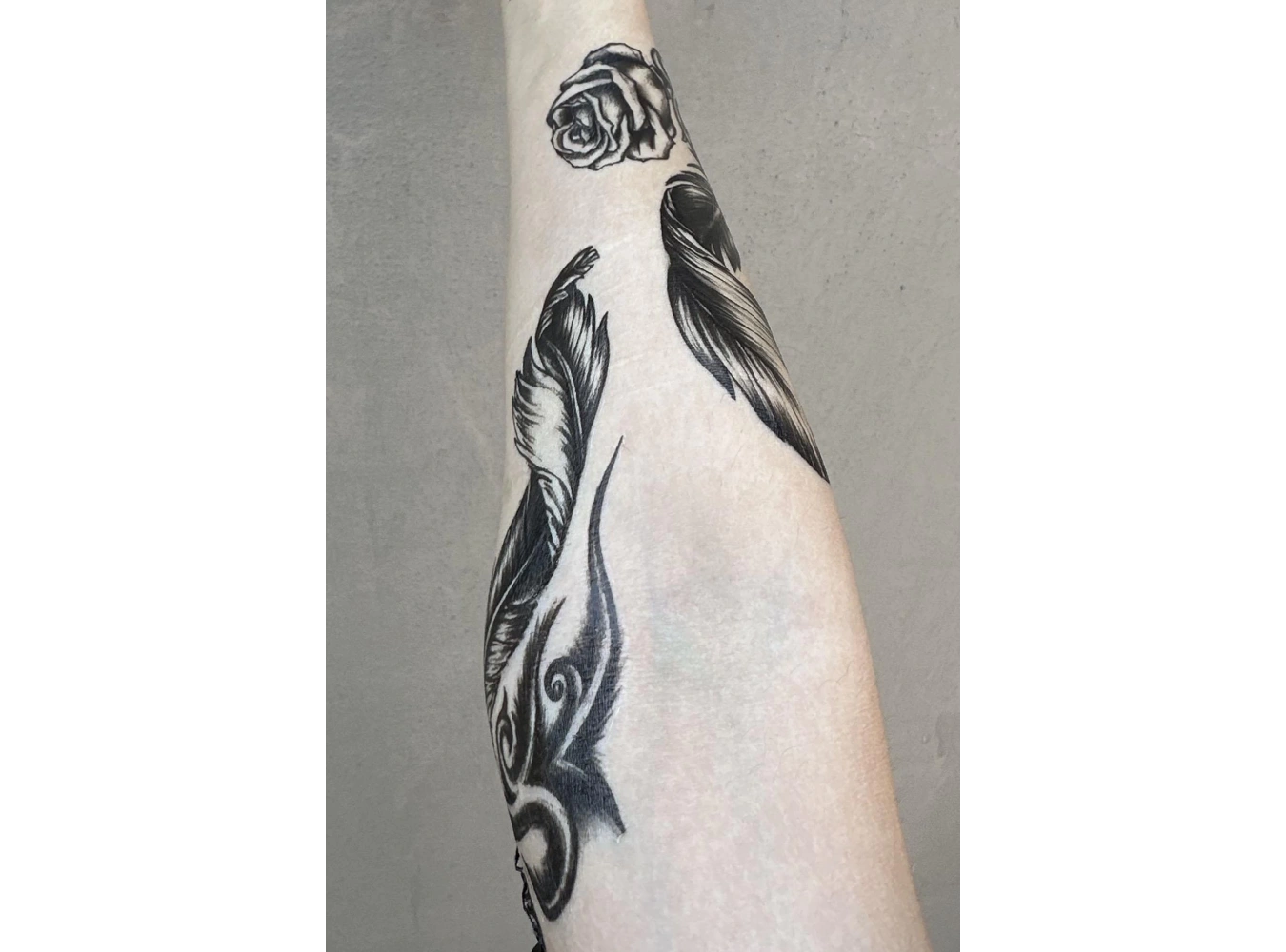 Geçici Tüy Ve Gül Figürlü Dövme Tattoo