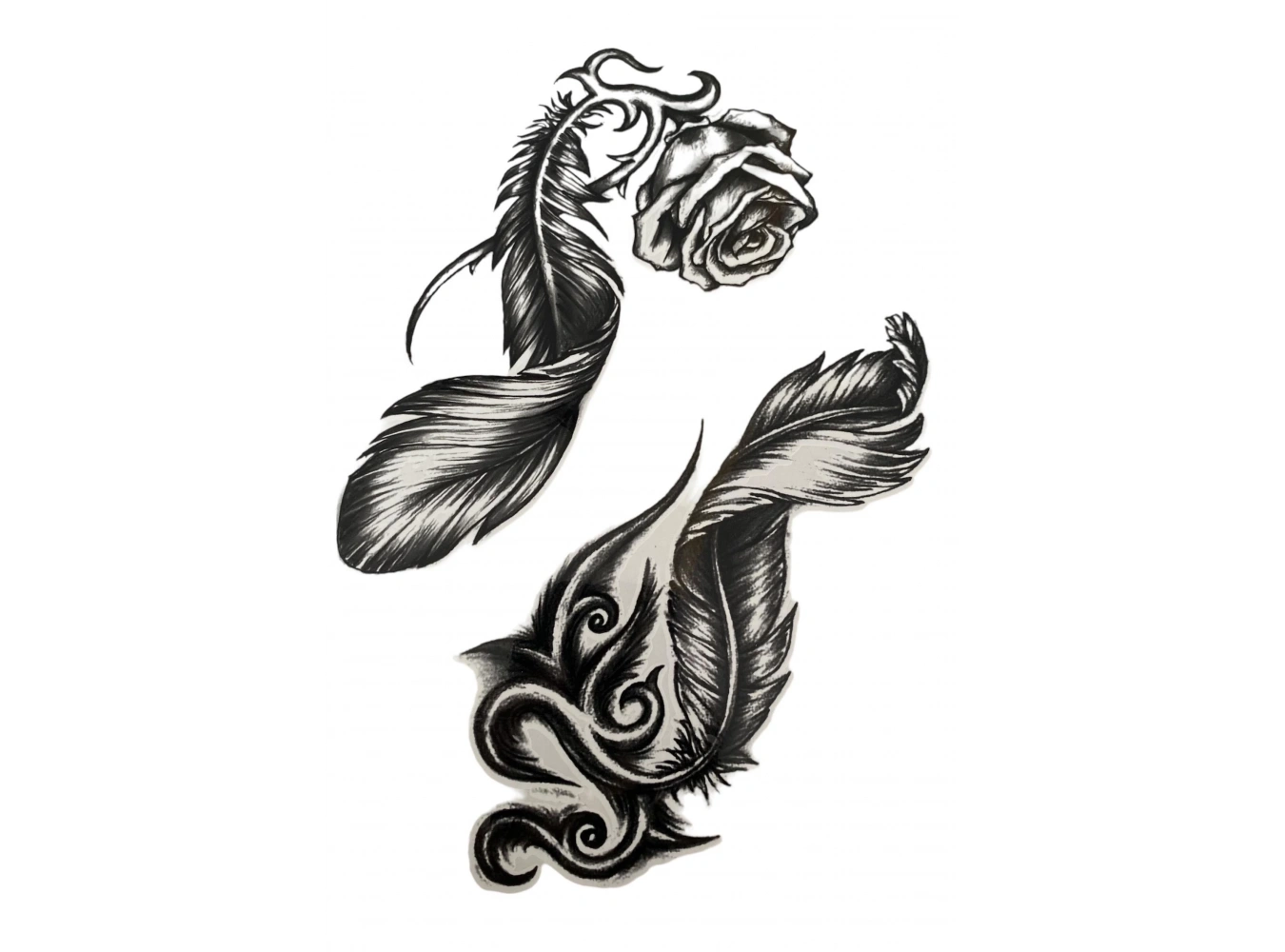 Geçici Tüy Ve Gül Figürlü Dövme Tattoo