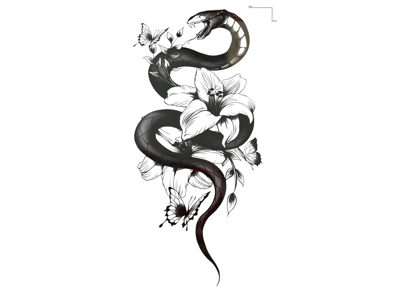 Geçici Yılan Ve Çiçek Figürlü Dövme Tattoo